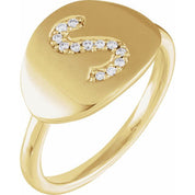 14K Yellow .07 CTW Natural Diamond Initial S Ring