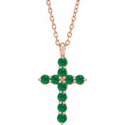 14K Rose Lab-Grown Emerald 16-18" Necklace