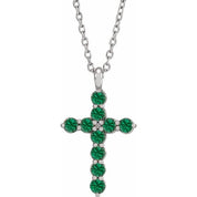 Platinum Lab-Grown Emerald 16-18" Necklace