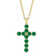 14K Yellow Lab-Grown Emerald 16-18" Necklace