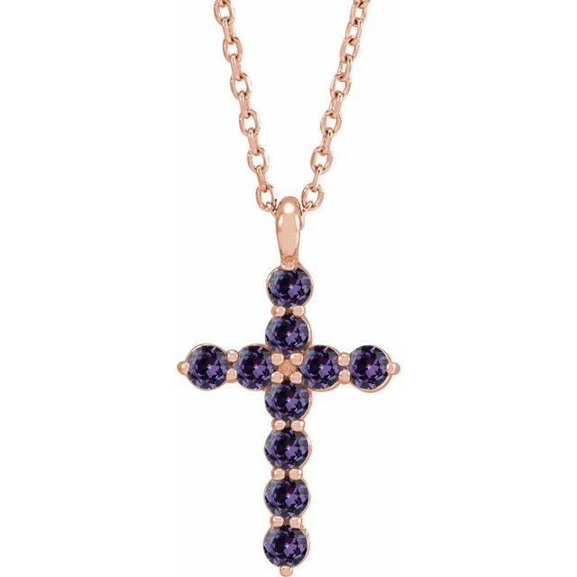 14K Rose Lab-Grown Alexandrite 16-18" Necklace