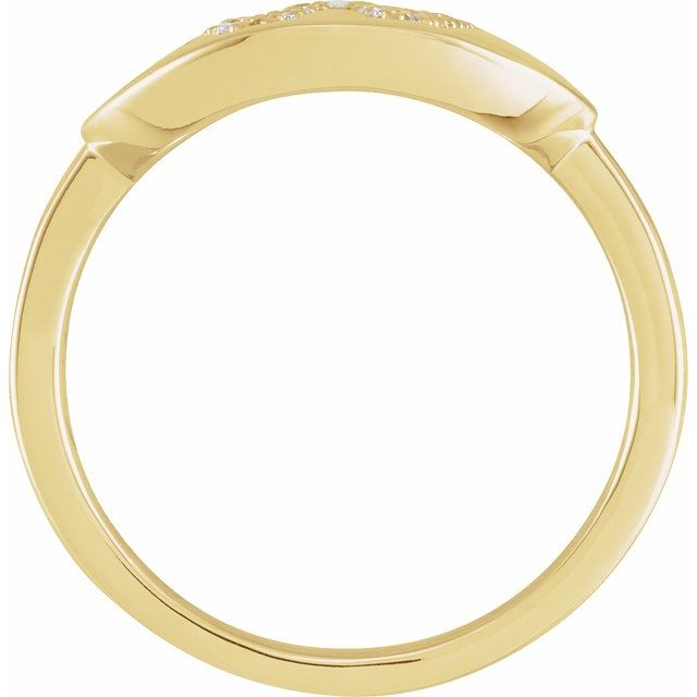 14K Yellow 1/6 CTW Natural Diamond Initial W Ring