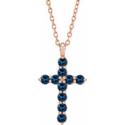 14K Rose Lab-Grown Blue Sapphire 16-18" Necklace