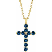 14K Yellow Lab-Grown Blue Sapphire 16-18" Necklace