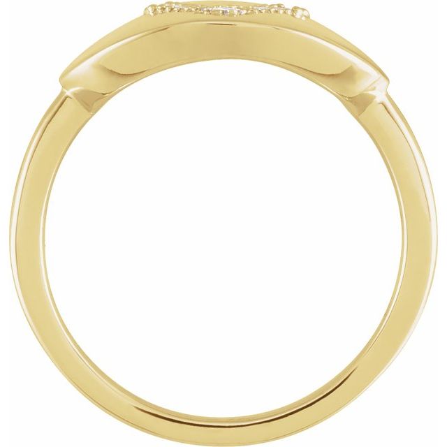 14K Yellow .08 CTW Natural Diamond Initial V Ring