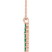 14K Rose Lab-Grown Emerald 16-18" Necklace