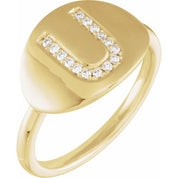 14K Yellow 1/10 CTW Natural Diamond Initial U Ring