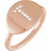 14K Rose .06 CTW Natural Diamond Initial T Ring