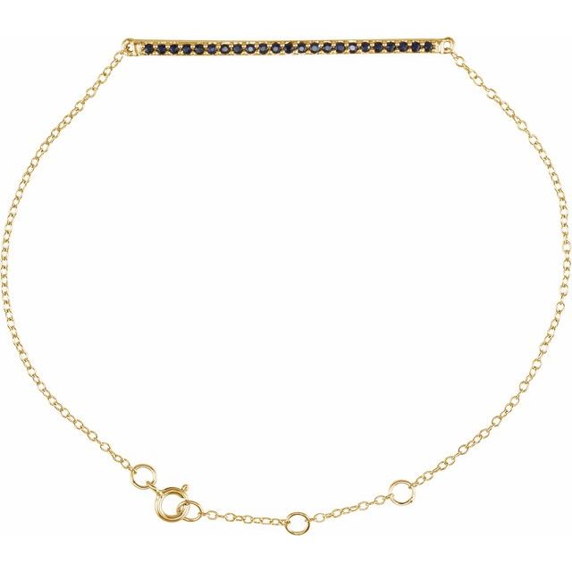 14K Yellow Natural Blue Sapphire 8" Bracelet