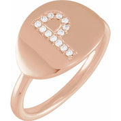 14K Rose .08 CTW Natural Diamond Initial P Ring