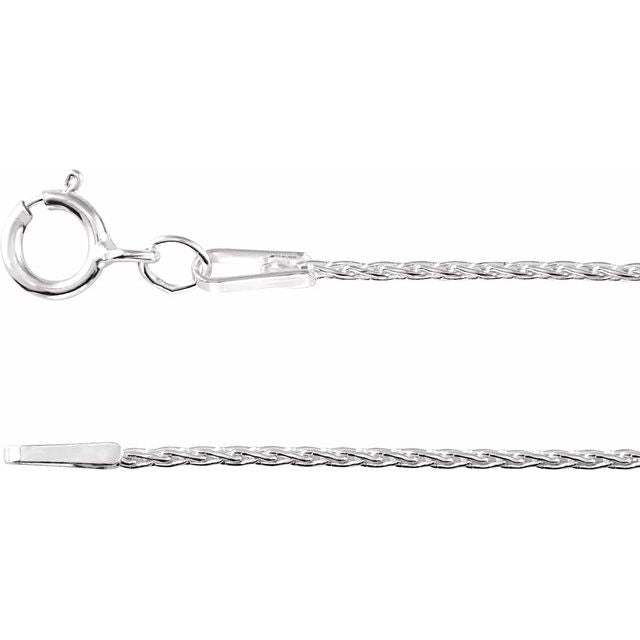14K White 1 mm Wheat 7" Chain