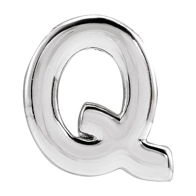 14K White Block Initial Q Slide Pendant