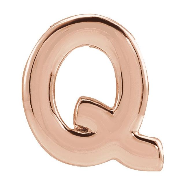 14K Rose Block Initial Q Slide Pendant