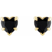 14K Yellow Natural Black Onyx Stud Earrings