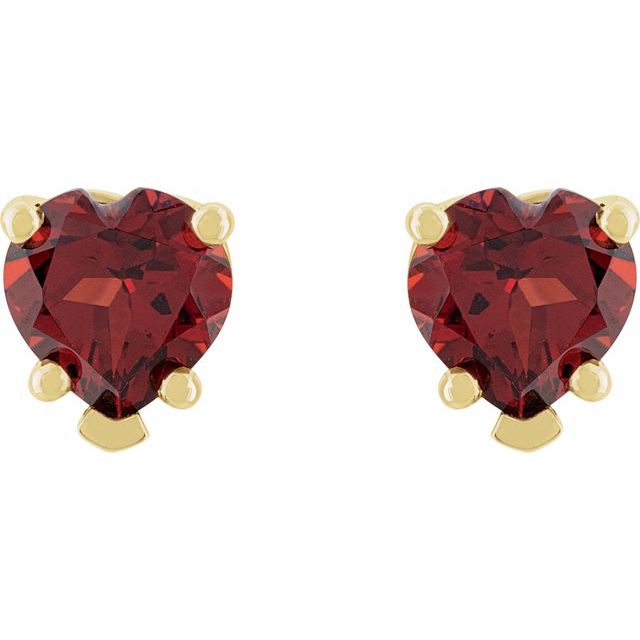 14K Yellow Natural Mozambique Garnet Stud Earrings
