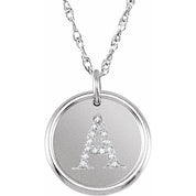 Sterling Silver .08 CTW Natural Diamond Posh Mommy? Initial A 18" Necklace