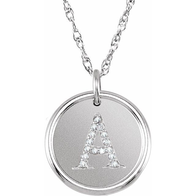 Sterling Silver .08 CTW Natural Diamond Posh Mommy? Initial A 18" Necklace