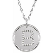 Sterling Silver 1/8 CTW Natural Diamond Posh Mommy? Initial B 18" Necklace