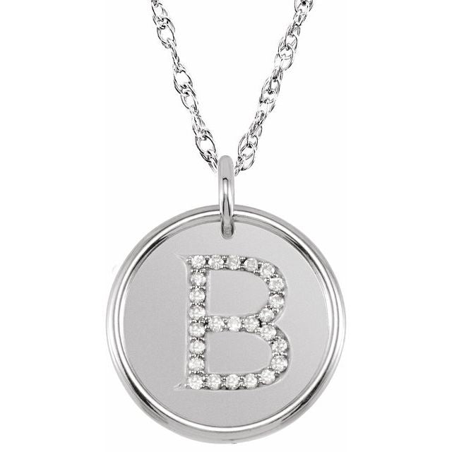 Sterling Silver 1/8 CTW Natural Diamond Posh Mommy? Initial B 18" Necklace