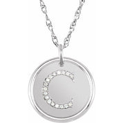 Sterling Silver .06 CTW Natural Diamond Posh Mommy? Initial C 18" Necklace