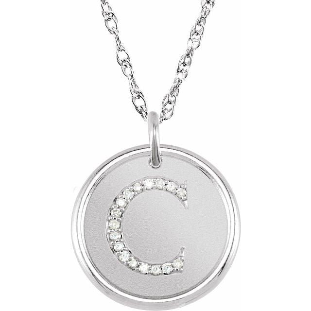 Sterling Silver .06 CTW Natural Diamond Posh Mommy? Initial C 18" Necklace