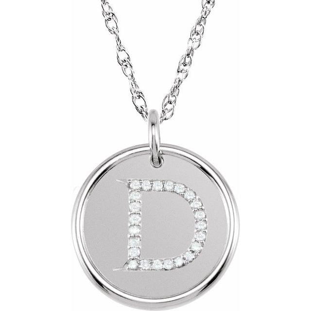 Sterling Silver .08 CTW Natural Diamond Posh Mommy? Initial D 18" Necklace