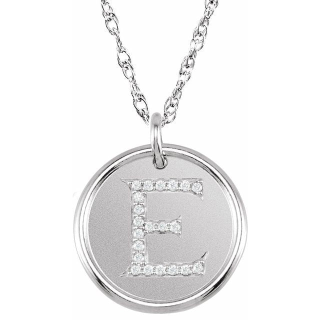 Sterling Silver 1/10 CTW Natural Diamond Posh Mommy? Initial E 18" Necklace