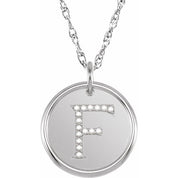Sterling Silver .08 CTW Natural Diamond Posh Mommy? Initial F 18" Necklace
