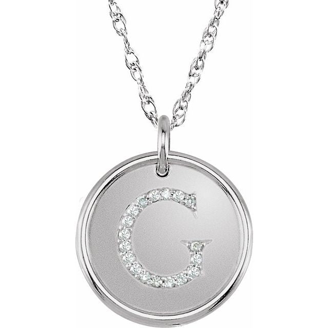 Sterling Silver 1/10 CTW Natural Diamond Posh Mommy? Initial G 18" Necklace