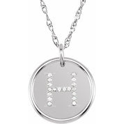 Sterling Silver .07 CTW Natural Diamond Posh Mommy? Initial H 18" Necklace