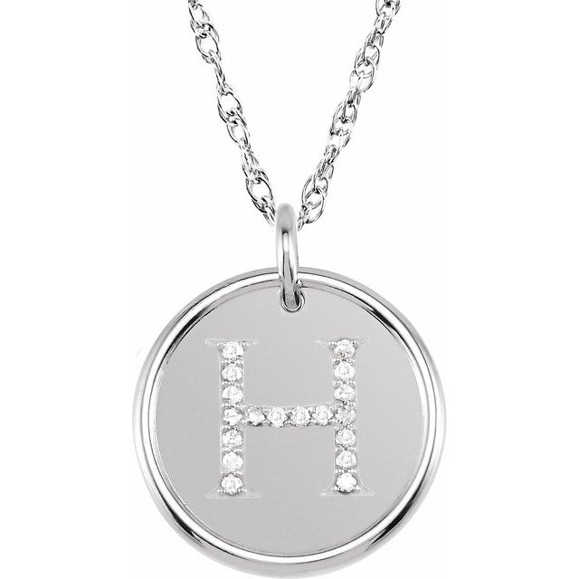 Sterling Silver .07 CTW Natural Diamond Posh Mommy? Initial H 18" Necklace