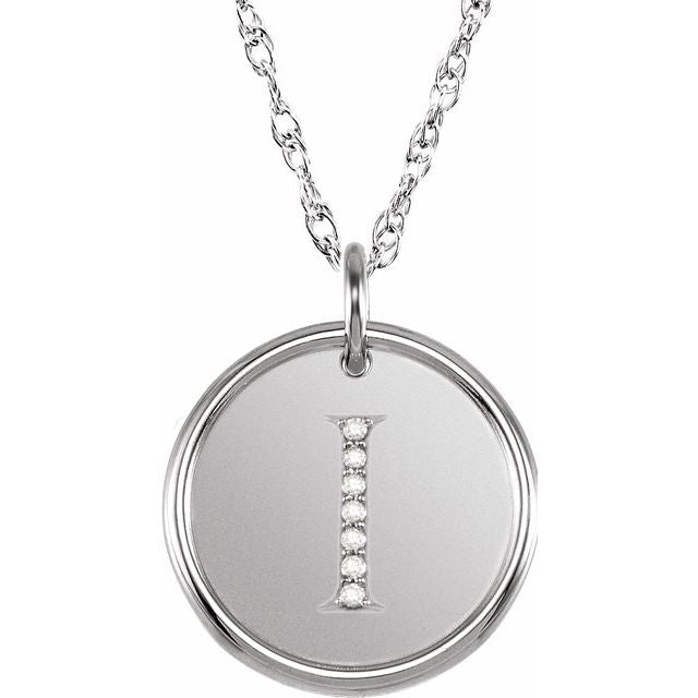 Sterling Silver .04 CTW Natural Diamond Posh Mommy? Initial I 18" Necklace