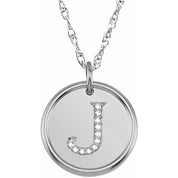 Sterling Silver .06 CTW Natural Diamond Posh Mommy? Initial J 18" Necklace
