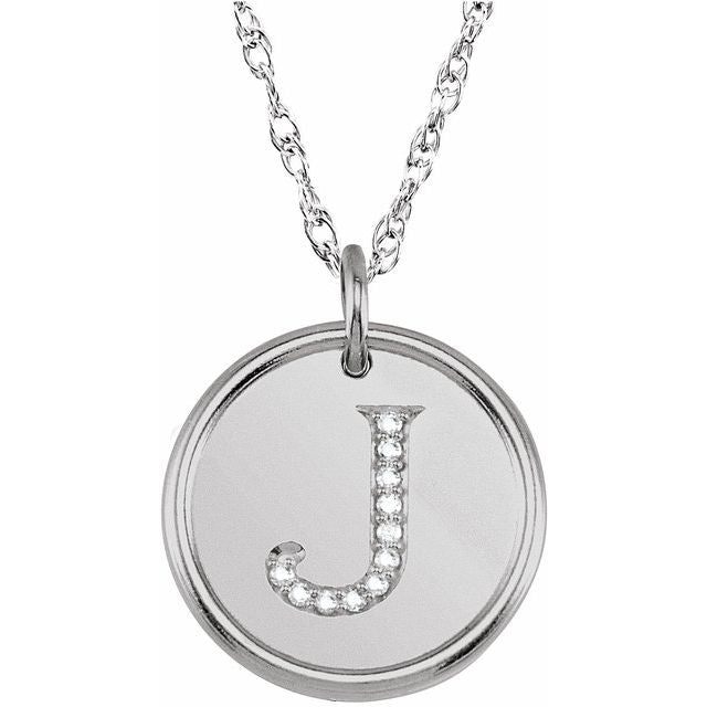 Sterling Silver .06 CTW Natural Diamond Posh Mommy? Initial J 18" Necklace