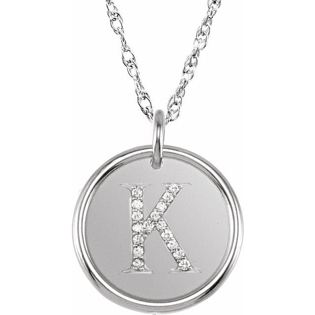 Sterling Silver .08 CTW Natural Diamond Posh Mommy? Initial K 18" Necklace