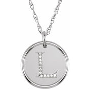 Sterling Silver .06 CTW Natural Diamond Posh Mommy? Initial L 18" Necklace