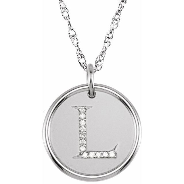Sterling Silver .06 CTW Natural Diamond Posh Mommy? Initial L 18" Necklace