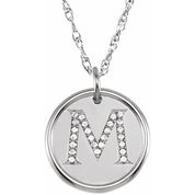 Sterling Silver 1/8 CTW Natural Diamond Posh Mommy? Initial M 18" Necklace