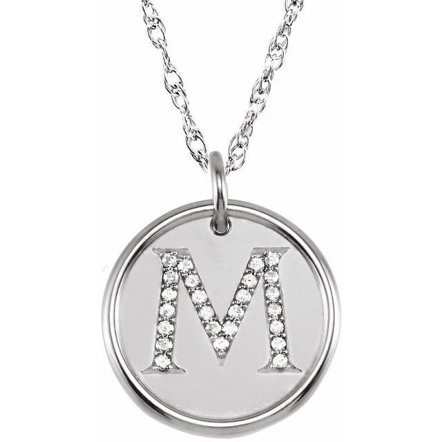 Sterling Silver 1/8 CTW Natural Diamond Posh Mommy? Initial M 18" Necklace