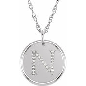Sterling Silver 1/8 CTW Natural Diamond Posh Mommy? Initial N 18" Necklace