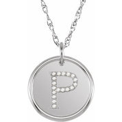 Sterling Silver 1/10 CTW Natural Diamond Posh Mommy? Initial P 18" Necklace