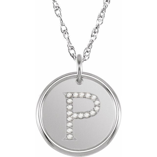 Sterling Silver 1/10 CTW Natural Diamond Posh Mommy? Initial P 18" Necklace