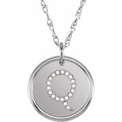Sterling Silver 1/10 CTW Natural Diamond Posh Mommy? Initial Q 18" Necklace