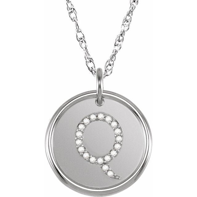 Sterling Silver 1/10 CTW Natural Diamond Posh Mommy? Initial Q 18" Necklace