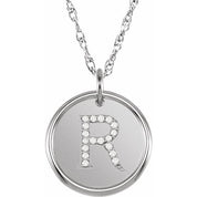 Sterling Silver .07 CTW Natural Diamond Posh Mommy? Initial R 18" Necklace
