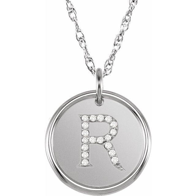 Sterling Silver .07 CTW Natural Diamond Posh Mommy? Initial R 18" Necklace