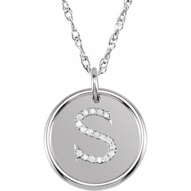 Sterling Silver 1/10 CTW Natural Diamond Posh Mommy? Initial S 18" Necklace