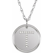 Sterling Silver .07 CTW Natural Diamond Posh Mommy? Initial T 18" Necklace