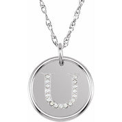 Sterling Silver .08 CTW Natural Diamond Posh Mommy? Initial U 18" Necklace