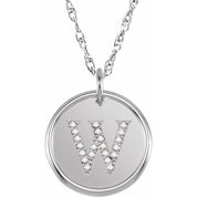 Sterling Silver 1/10 CTW Natural Diamond Posh Mommy? Initial W 18" Necklace